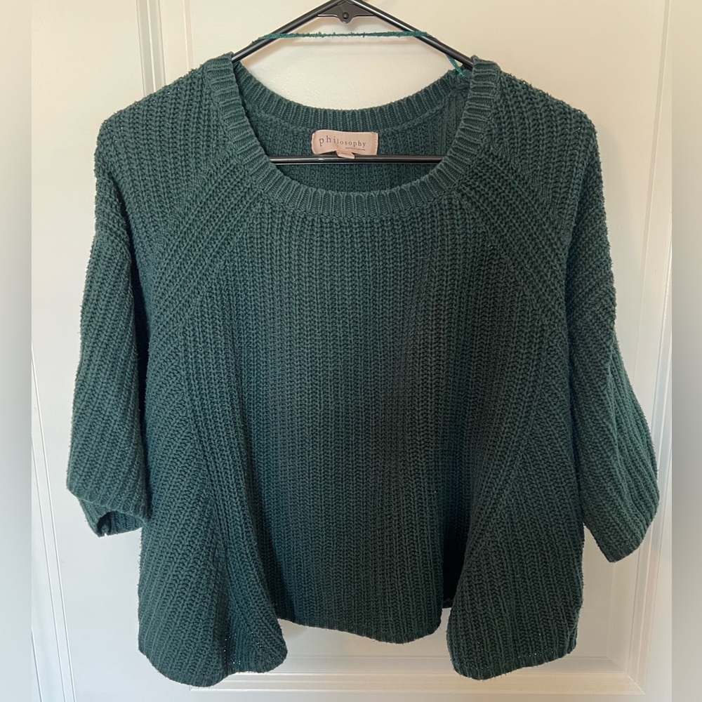 Philosophy Republic Green Short Sleeve Cotton Sweater Size M/L